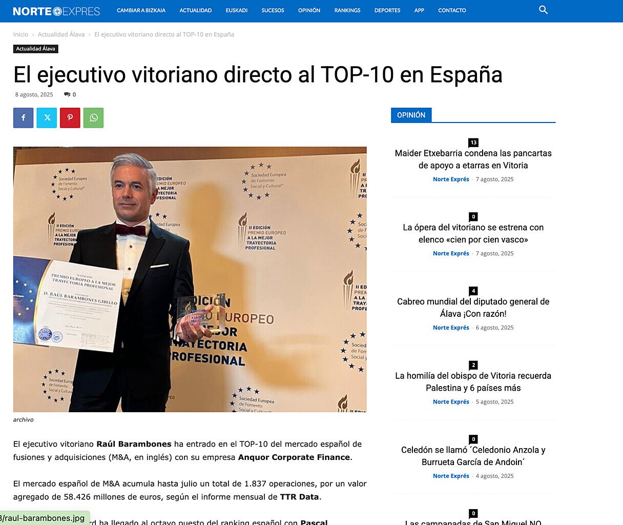El ejecutivo vitoriano directo al TOP-10 en Espaa
